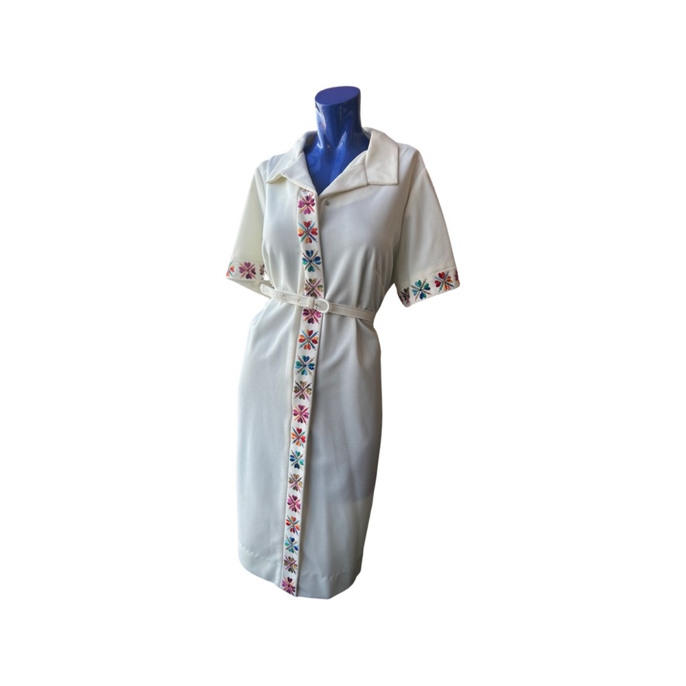 Vintage 60s Lady Laura floral embroidered belted dress